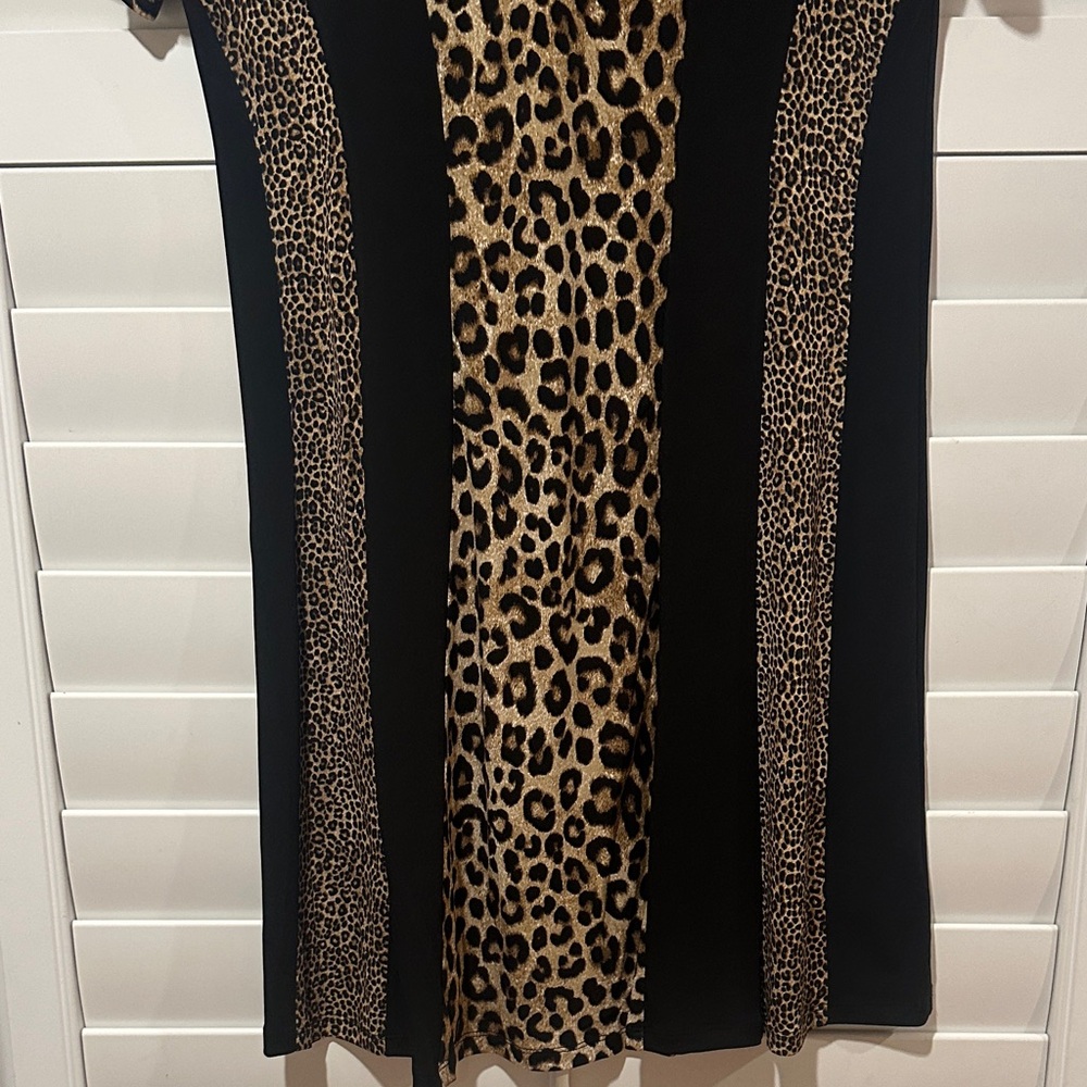 MICHAEL Michael Kors Leopard Print Midi Dress - Black and Brown - Picture 2 of 4